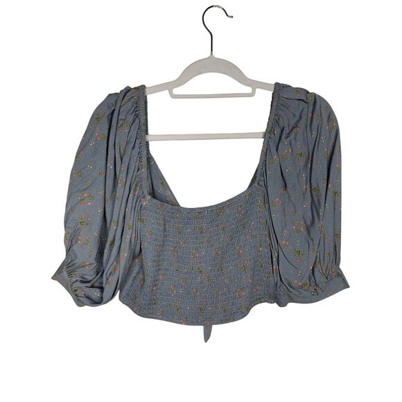 Jen's Pirate Booty Dusty Blue and Floral Wilde Blouse - Picture 7 of 7